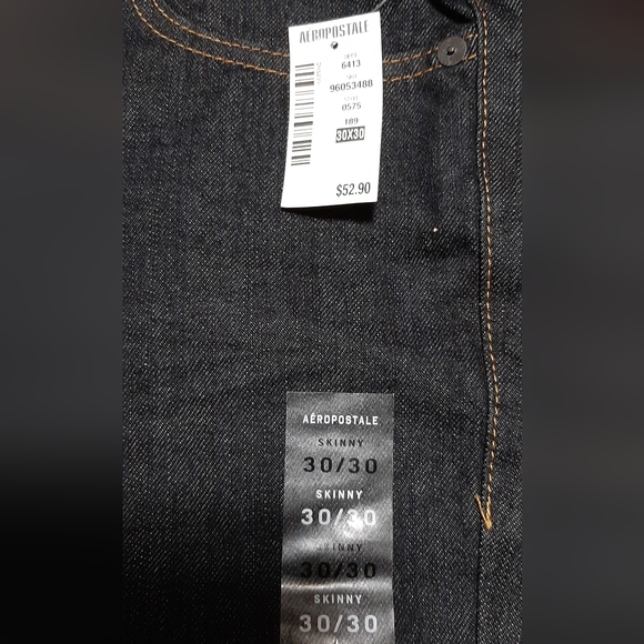 NEW Aeropostale Men's Jeans 30 x 30 Skinny Denim Dark Blue Wash Cotton Blend - Picture 7 of 8